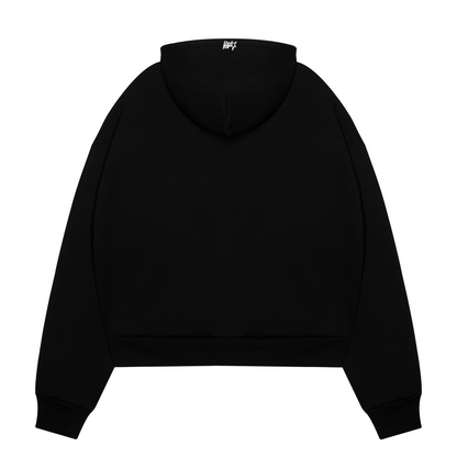 BASIC BLACK ZIPPED HOODIE