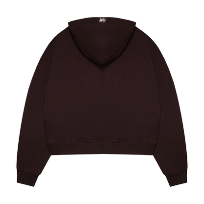 BASIC BROWN ZIPPED HOODIE