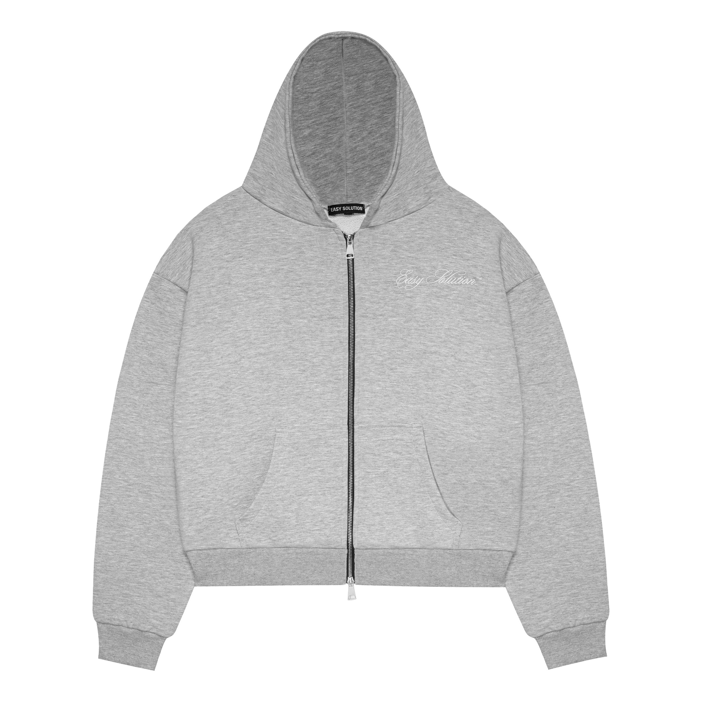 BASIC GREY ZIPPED HOODIE