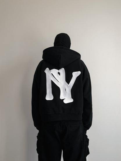 MLB BLACK ZIPPED HOODIE