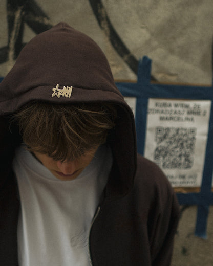 BASIC BROWN ZIPPED HOODIE