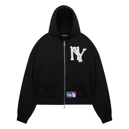 MLB BLACK ZIPPED HOODIE