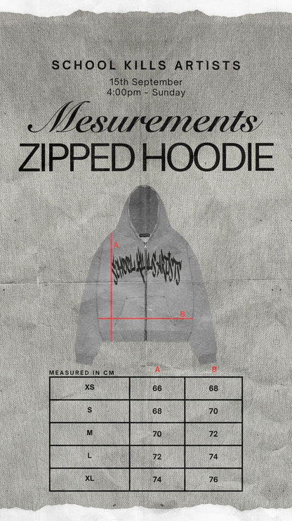 SCHOOL KILLS ARTISTS ZIPPED HOODIE